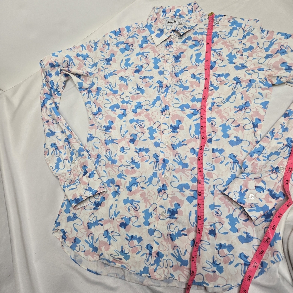 POKEMON Original Stitch hidden Mew blue and pink long sleeve button up shirt S - Picture 9 of 9